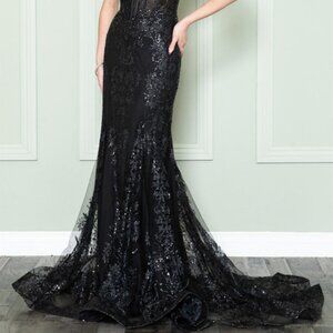 NEW BLACK EVENING GLITTERY FORMAL PATRY LONG MAXI DRESS GOWN AC015